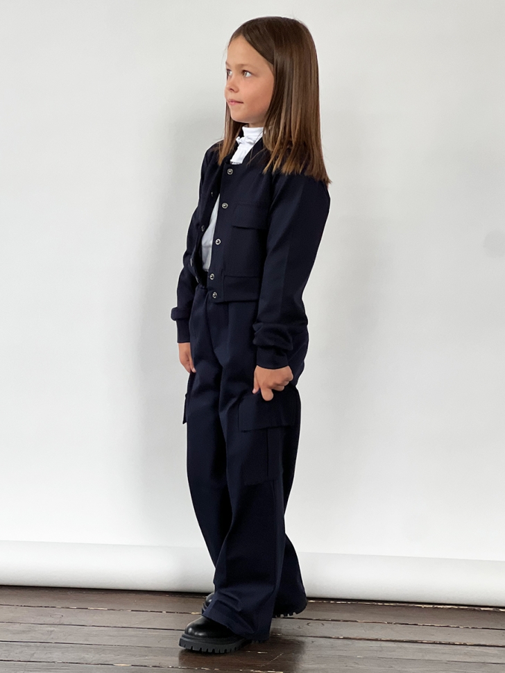 Костюм для девочки пиждак и брюки БУШОН SK 8030 т-синий БУШОН SK8030, цвет темно-синий 