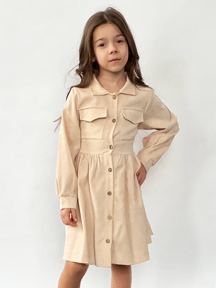 Платье для девочки школьное БУШОН ST73, цвет бежевый