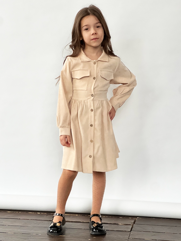 Платье для девочки школьное БУШОН ST73, цвет бежевый