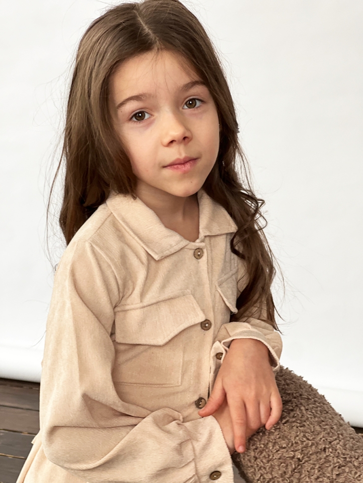 Платье для девочки школьное БУШОН ST73, цвет бежевый
