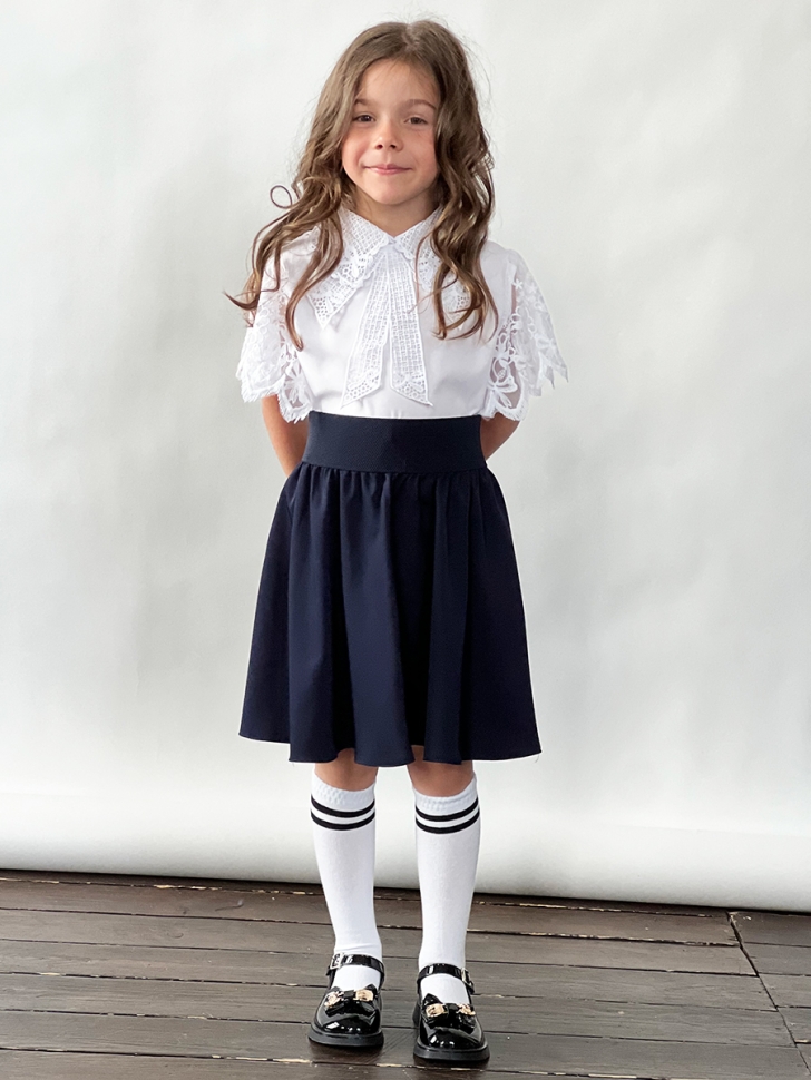 Юбка для девочек школьная БУШОН, модель SK90, цвет темно-синий 