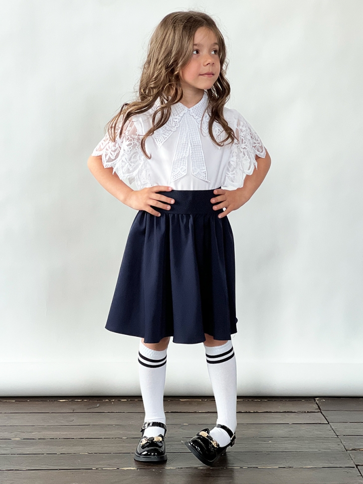 Юбка для девочек школьная БУШОН, модель SK90, цвет темно-синий 