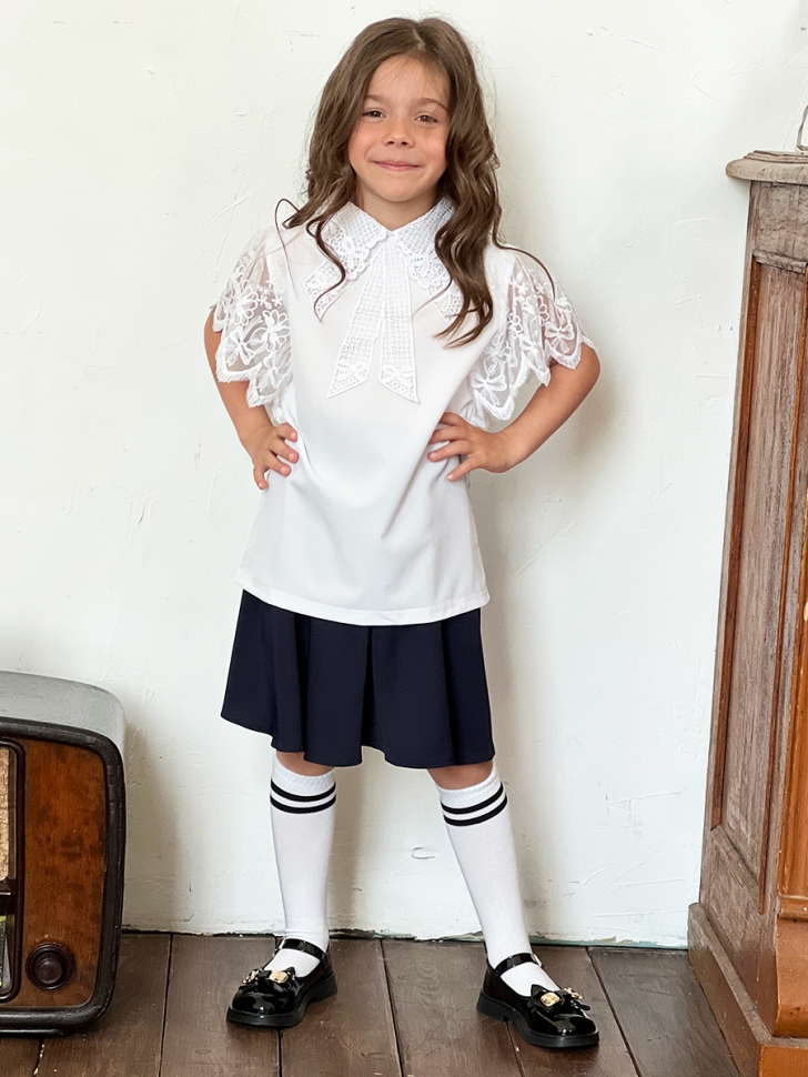 Юбка для девочек школьная БУШОН, модель SK90, цвет темно-синий 