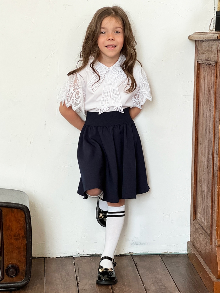 Юбка для девочек школьная БУШОН, модель SK90, цвет темно-синий 