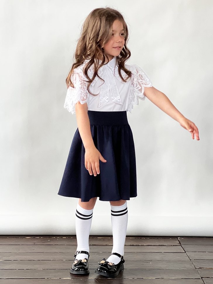 Юбка для девочек школьная БУШОН, модель SK90, цвет темно-синий 