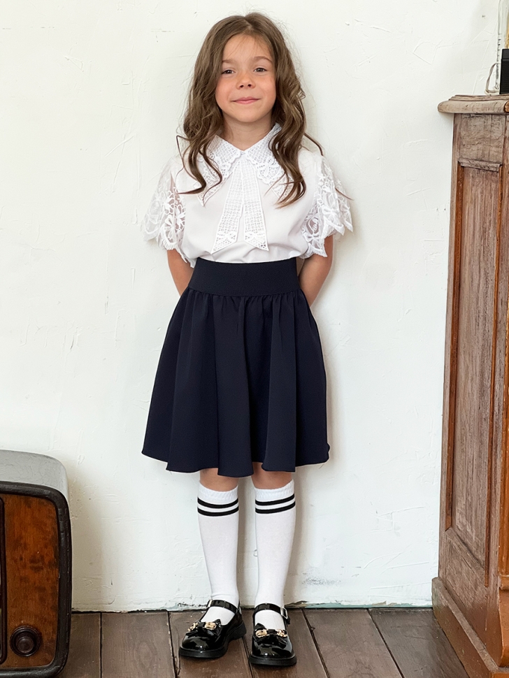 Юбка для девочек школьная БУШОН, модель SK90, цвет темно-синий 