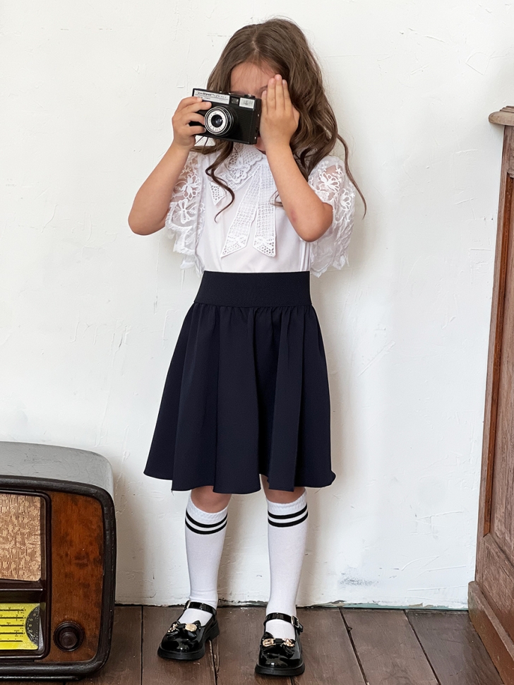 Юбка для девочек школьная БУШОН, модель SK90, цвет темно-синий 