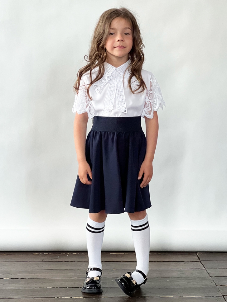 Юбка для девочек школьная БУШОН, модель SK90, цвет темно-синий 