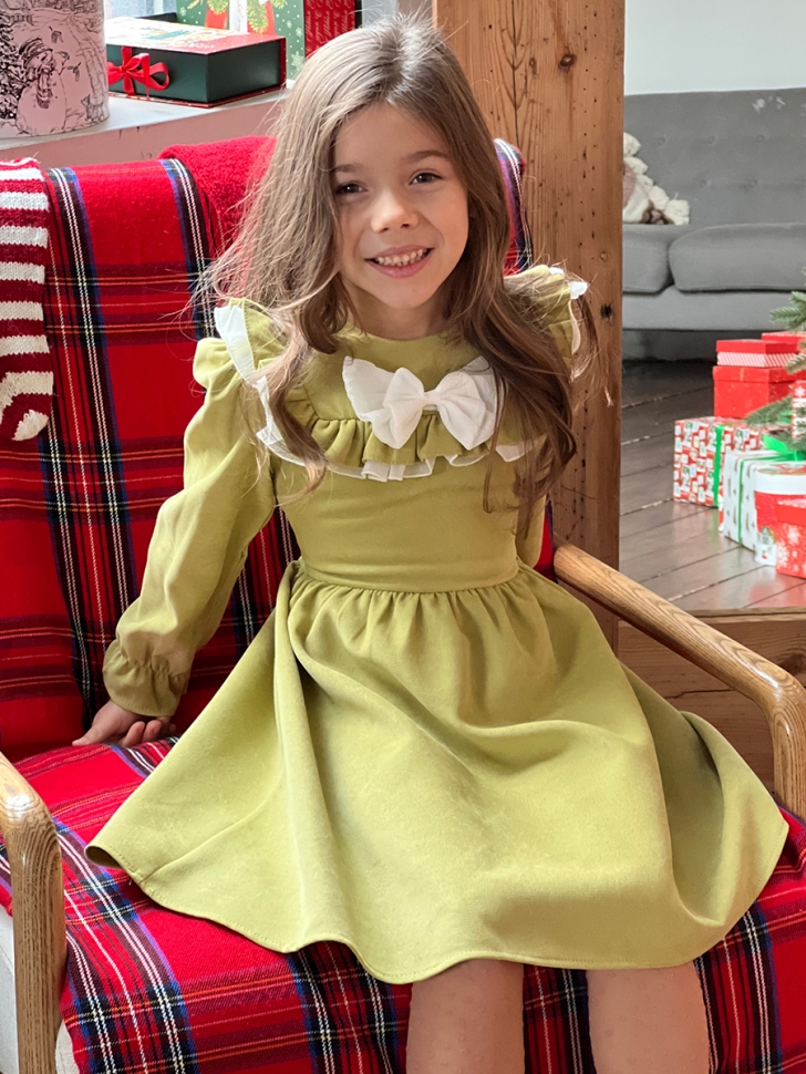 Платье для девочки нарядное БУШОН ST59, цвет оливковый 