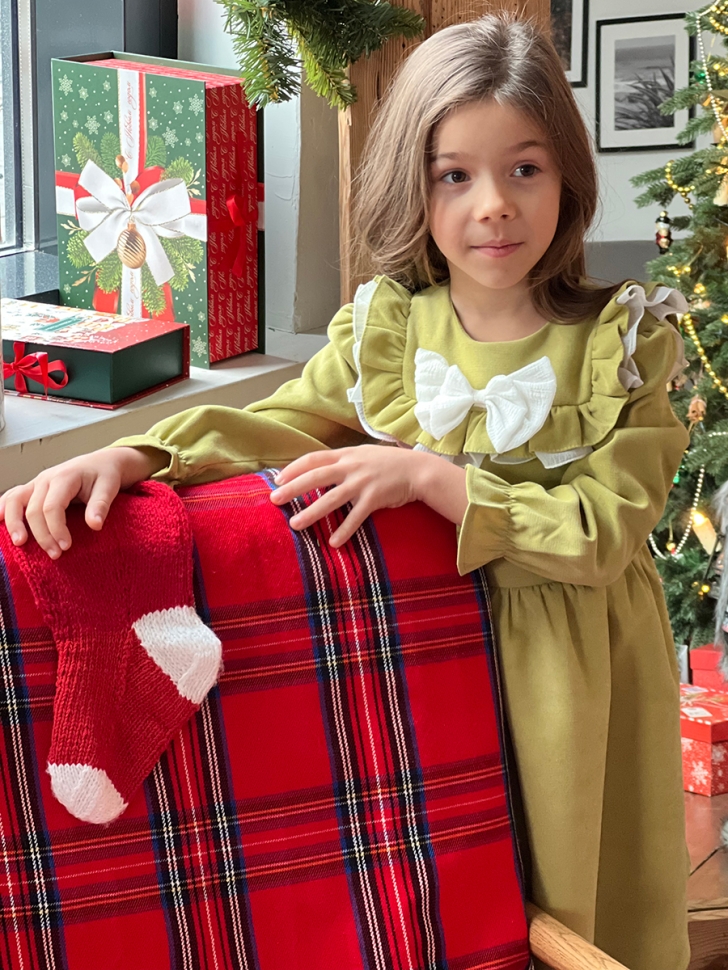 Платье для девочки нарядное БУШОН ST59, цвет оливковый 