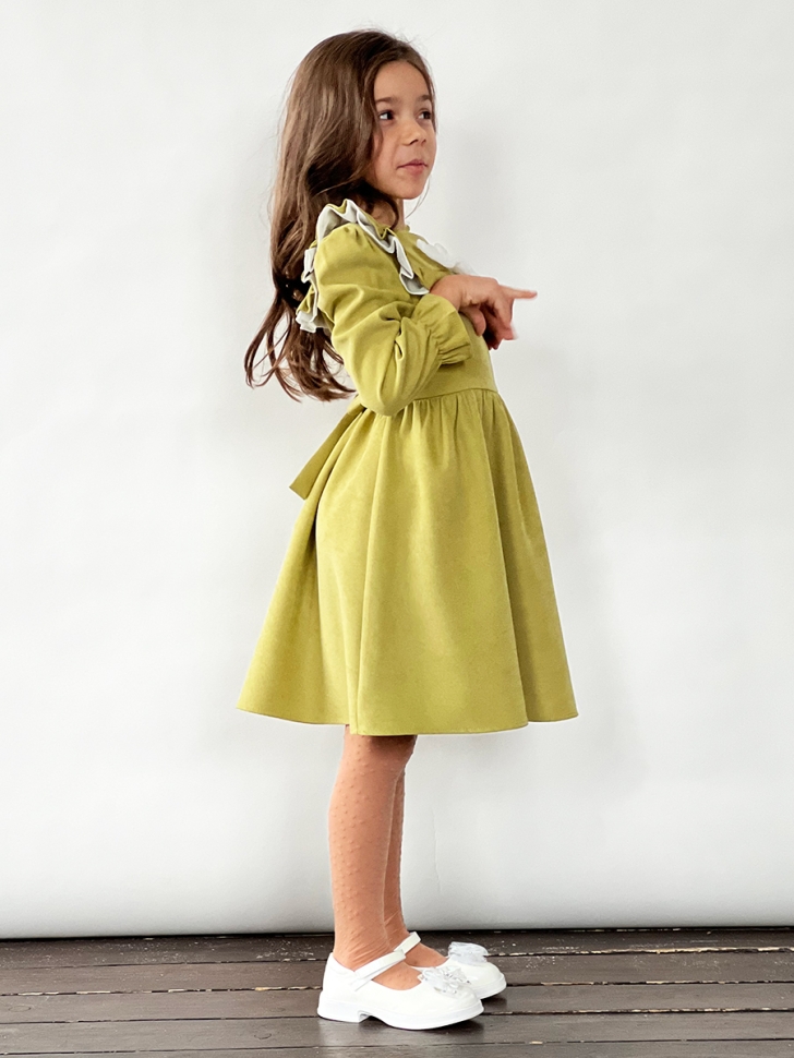 Платье для девочки нарядное БУШОН ST59, цвет оливковый 