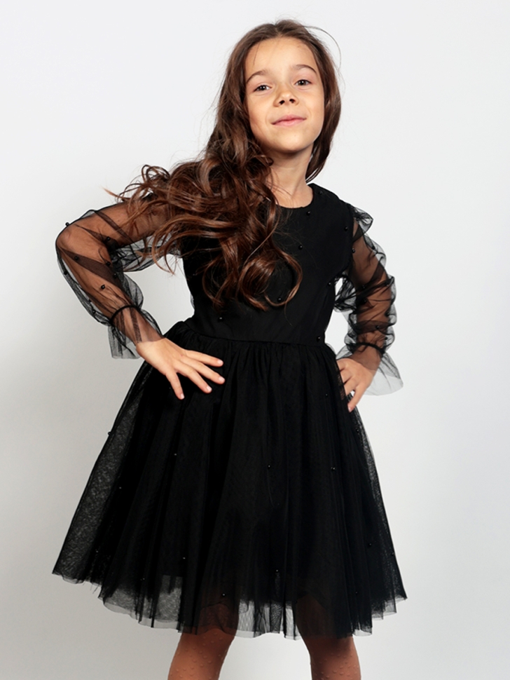 Платье для девочки нарядное БУШОН ST511, цвет черный 