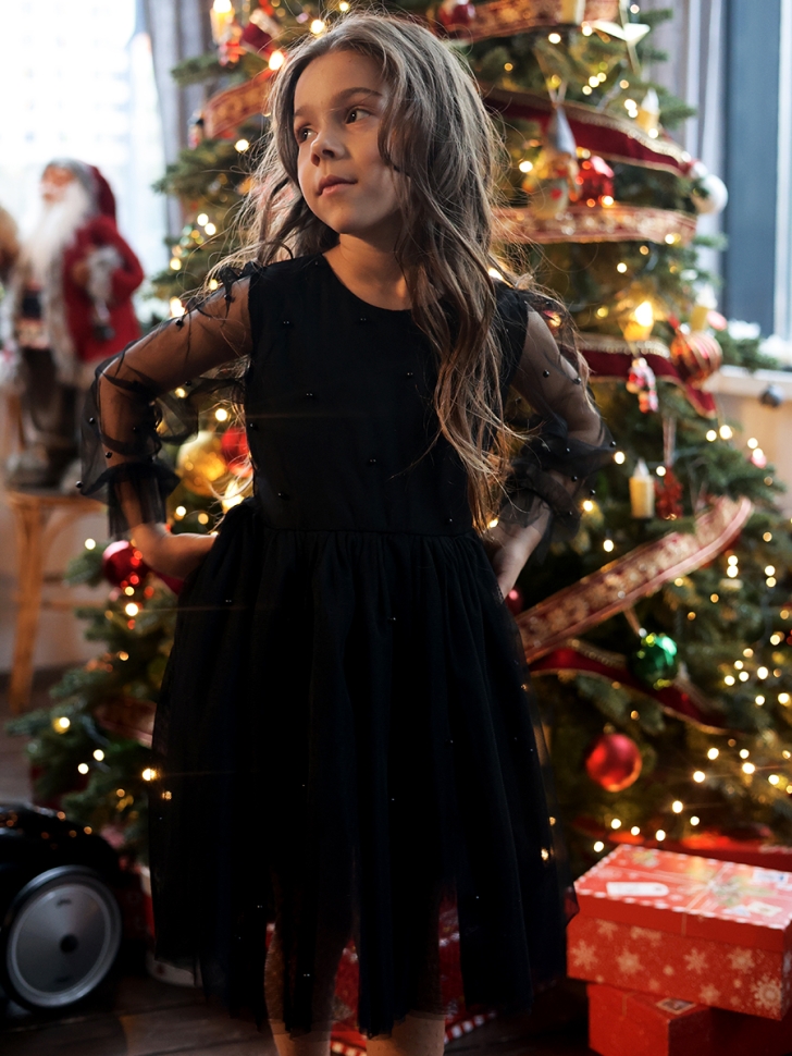 Платье для девочки нарядное БУШОН ST511, цвет черный 