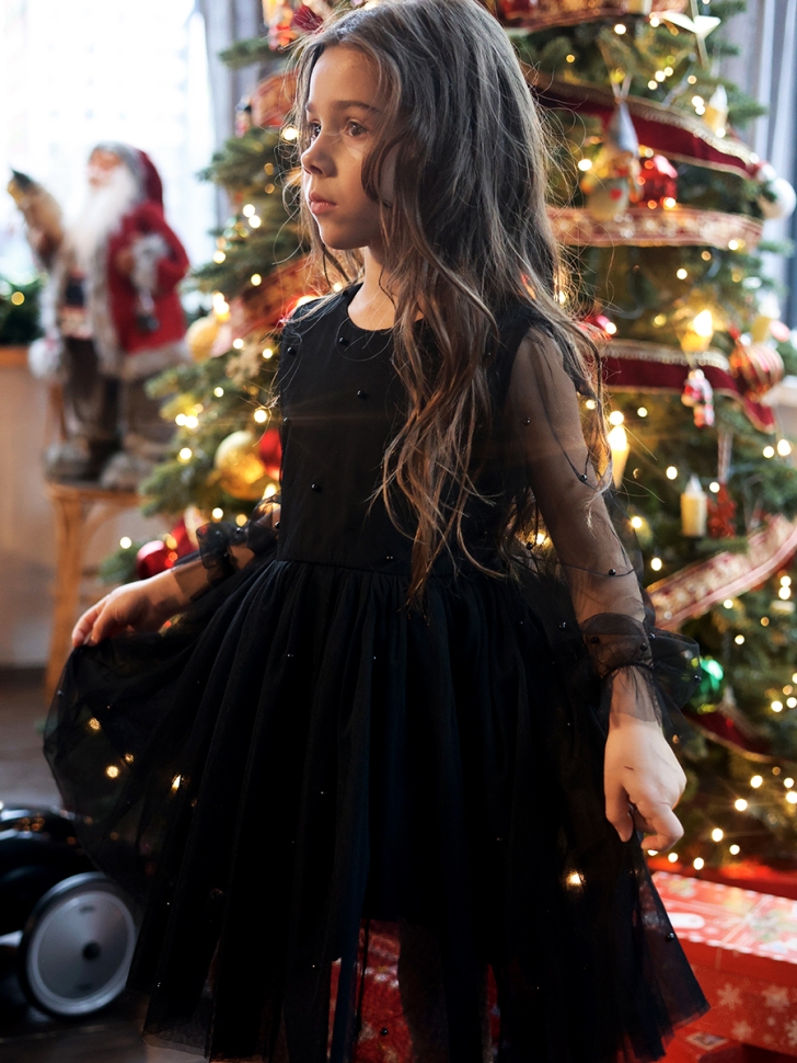 Платье для девочки нарядное БУШОН ST511, цвет черный 