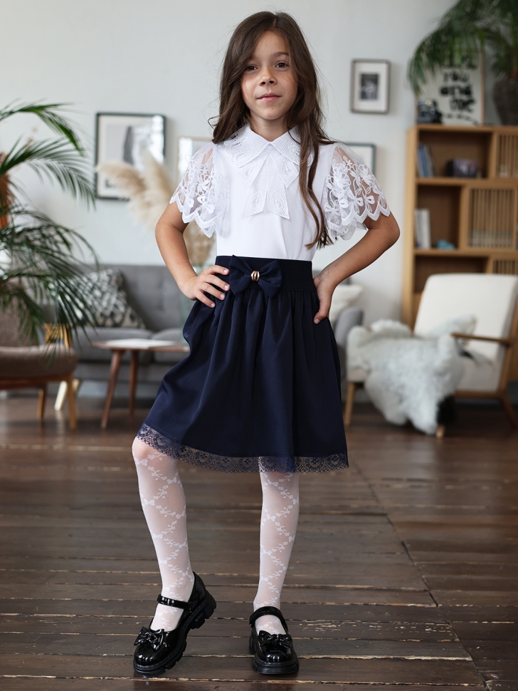 Юбка для девочек школьная БУШОН, модель SK90, цвет темно-синий