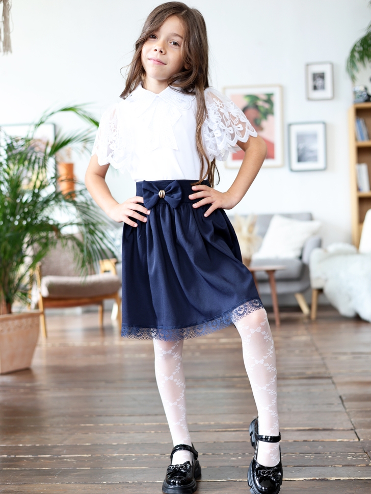 Юбка для девочек школьная БУШОН, модель SK90, цвет темно-синий