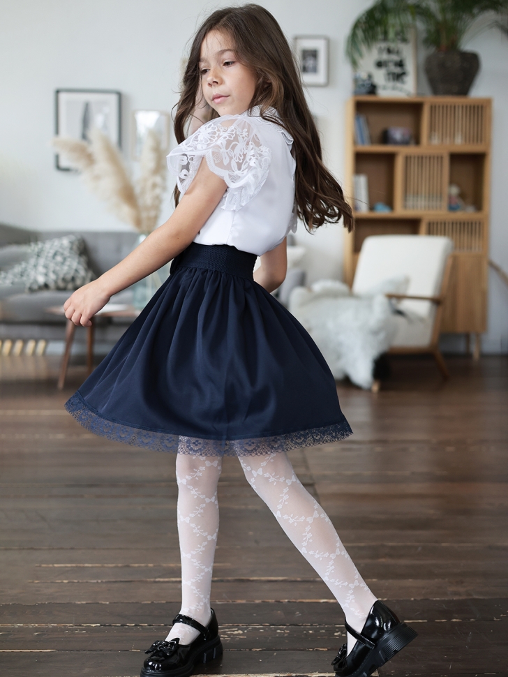 Юбка для девочек школьная БУШОН, модель SK90, цвет темно-синий