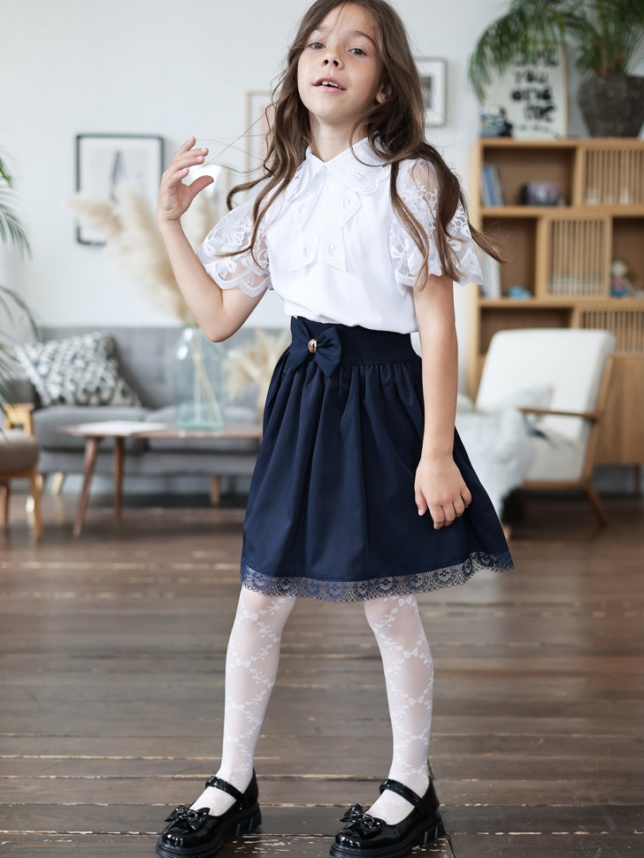 Юбка для девочек школьная БУШОН, модель SK90, цвет темно-синий