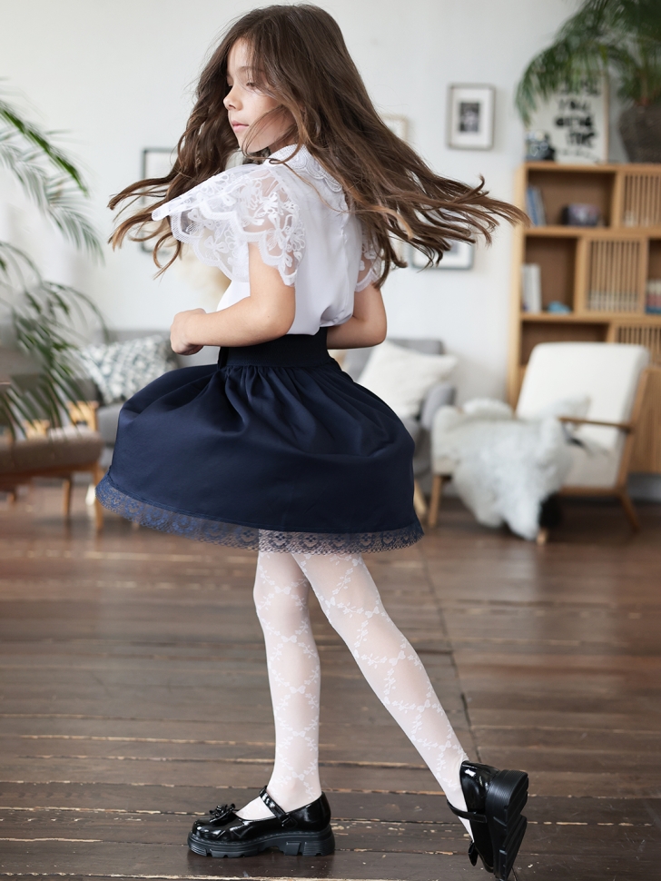 Юбка для девочек школьная БУШОН, модель SK90, цвет темно-синий