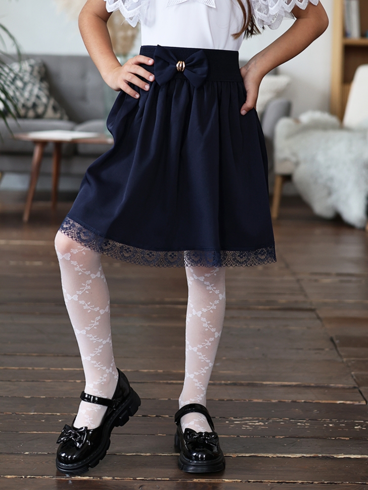 Юбка для девочек школьная БУШОН, модель SK90, цвет темно-синий