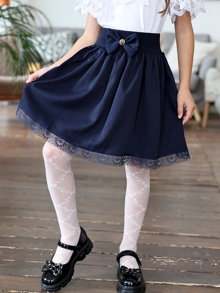 Юбка для девочек школьная БУШОН, модель SK90, цвет темно-синий