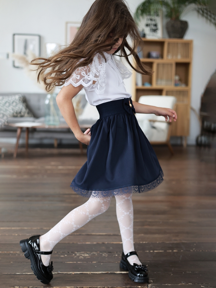 Юбка для девочек школьная БУШОН, модель SK90, цвет темно-синий