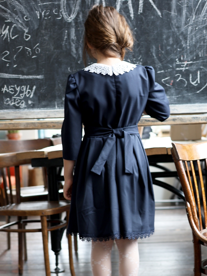 Платье для девочки школьное БУШОН SK1112, цвет темно-синий