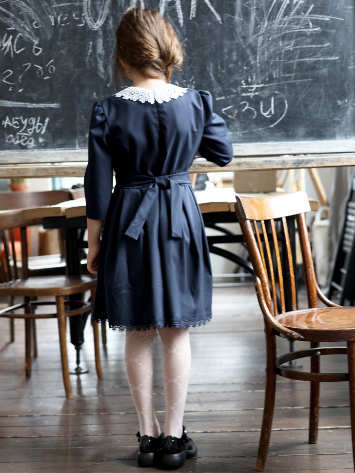 Платье для девочки школьное БУШОН SK1112, цвет темно-синий