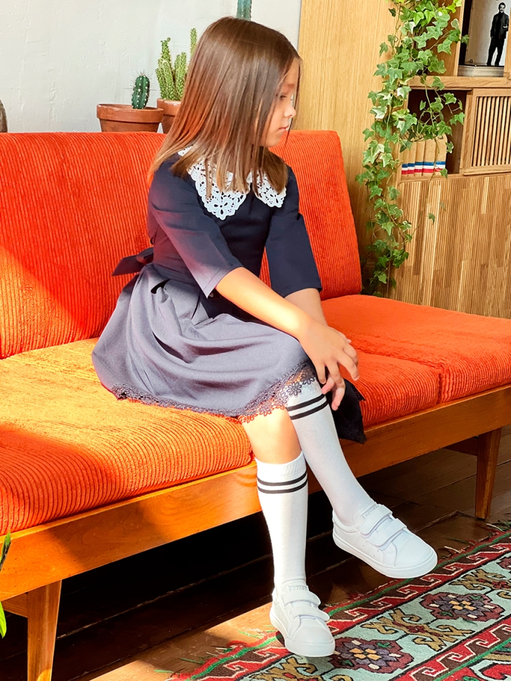 Платье для девочки школьное БУШОН SK1112, цвет темно-синий