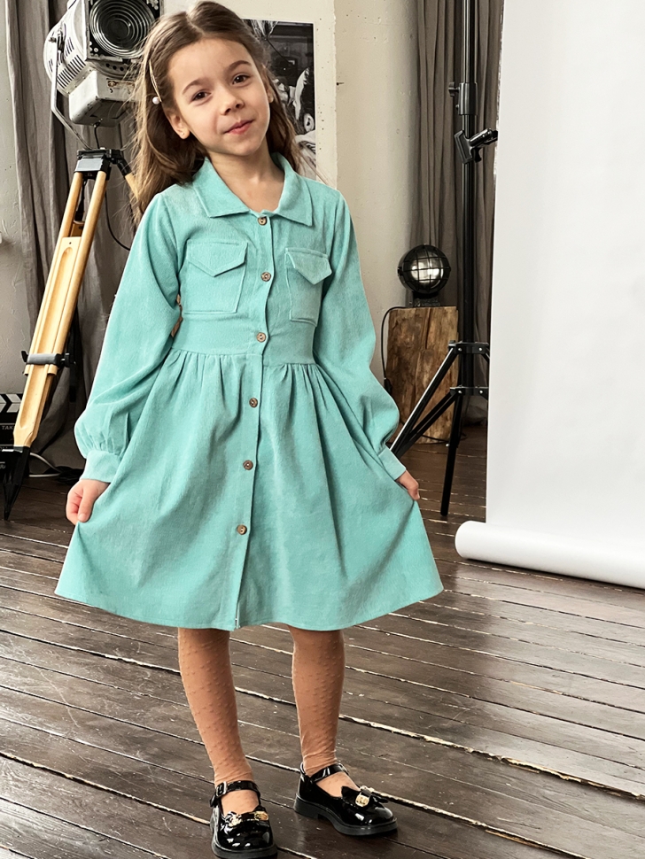 Платье для девочки школьное БУШОН ST73, цвет бирюзовый