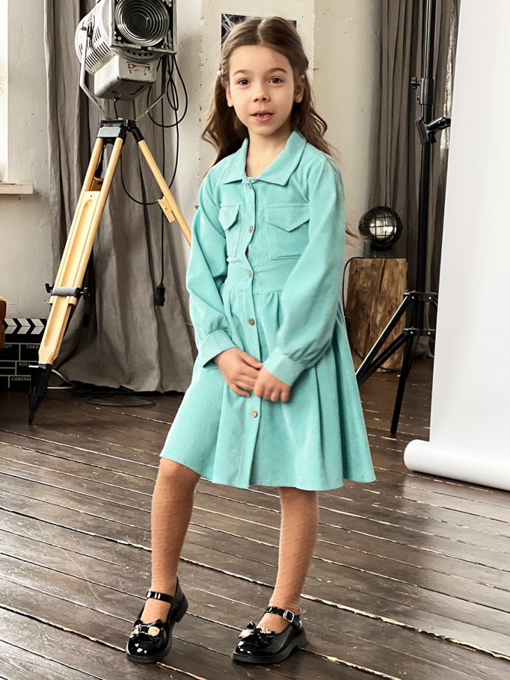 Платье для девочки школьное БУШОН ST73, цвет бирюзовый