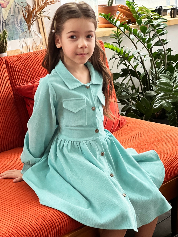 Платье для девочки школьное БУШОН ST73, цвет бирюзовый
