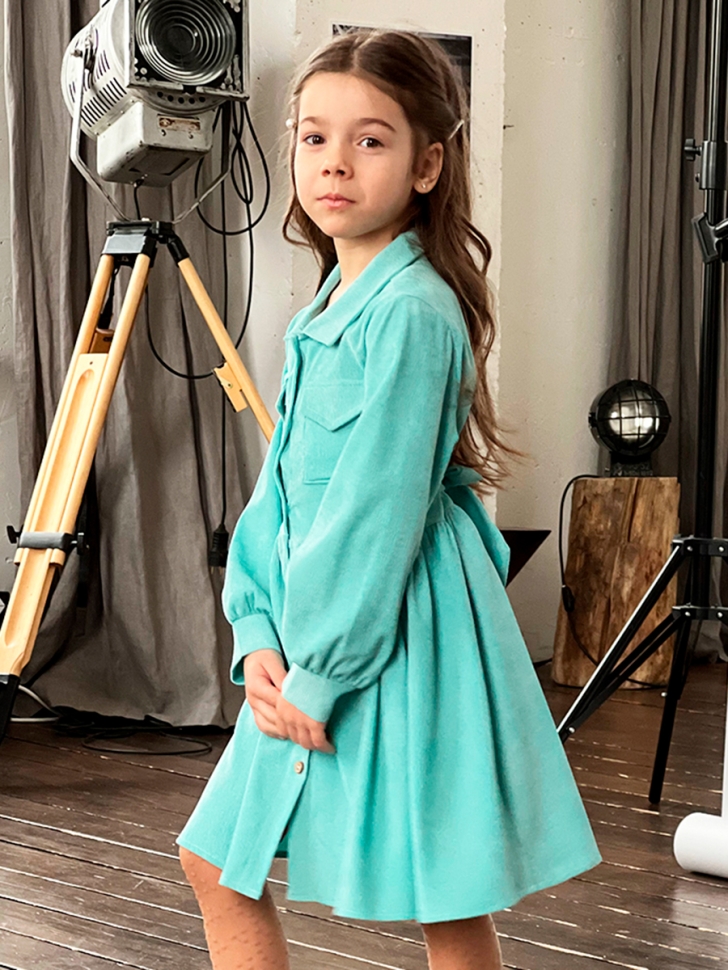 Платье для девочки школьное БУШОН ST73, цвет бирюзовый