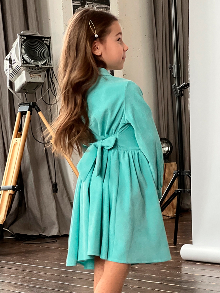 Платье для девочки школьное БУШОН ST73, цвет бирюзовый