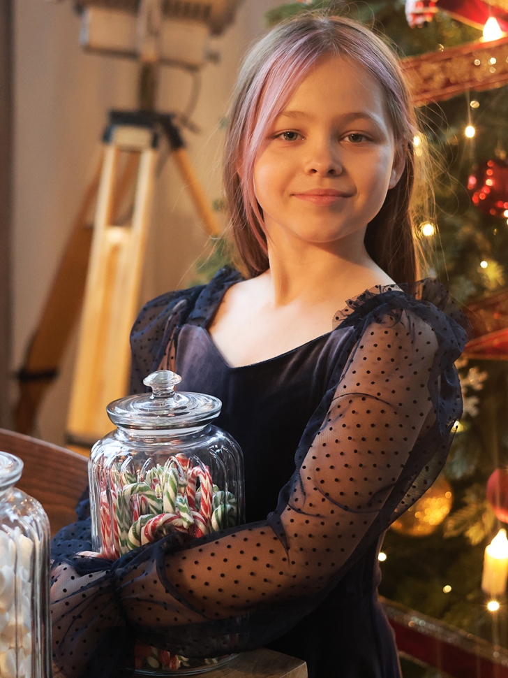 Платье велюровое нарядное БУШОН ST632, цвет темно-синий choker 