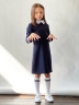Платье для девочки школьное БУШОН SK2410, цвет темно-синий 
