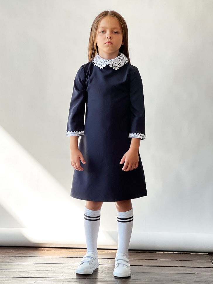 Платье для девочки школьное БУШОН SK2410, цвет темно-синий 
