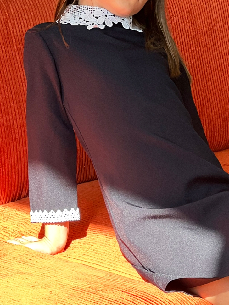 Платье для девочки школьное БУШОН SK2410, цвет темно-синий 