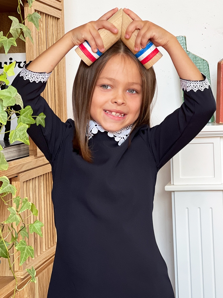 Платье для девочки школьное БУШОН SK2410, цвет темно-синий 