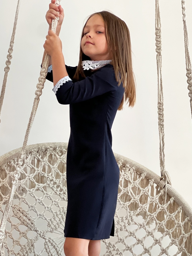 Платье для девочки школьное БУШОН SK2410, цвет темно-синий 
