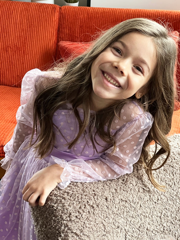 Платье для девочки нарядное БУШОН ST58, отделка фатин, цвет сиреневый