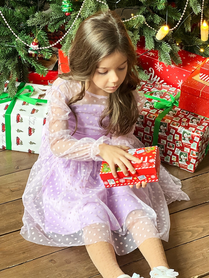 Платье для девочки нарядное БУШОН ST58, отделка фатин, цвет сиреневый