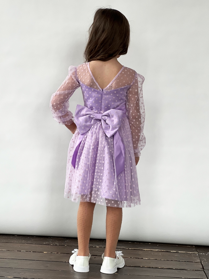 Платье для девочки нарядное БУШОН ST58, отделка фатин, цвет сиреневый