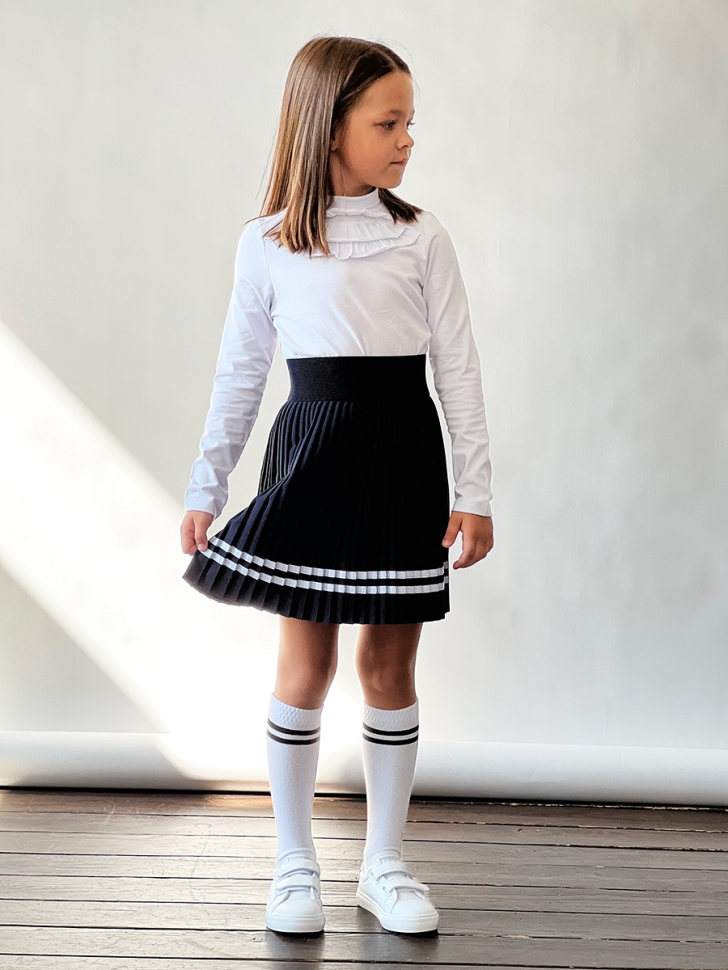 Юбка для девочек плиссе БУШОН, школа модель SK90, цвет темно-синий
