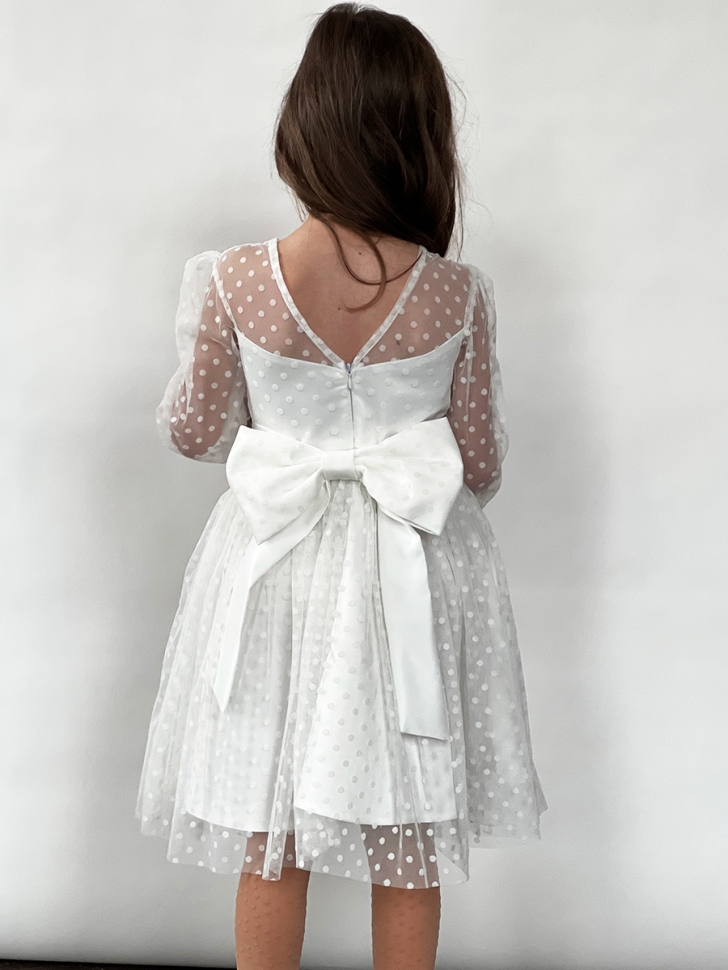 Платье для девочки нарядное БУШОН ST58, отделка фатин, цвет белый 