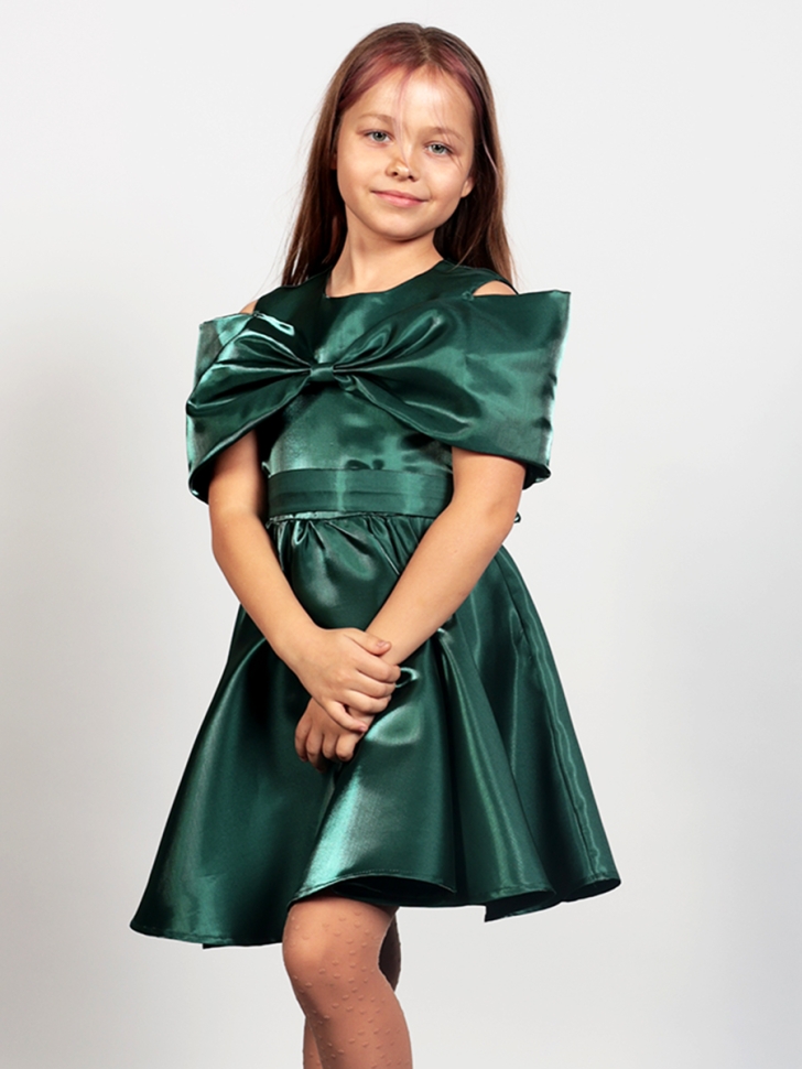 Платье для девочки нарядное БУШОН ST310, цвет изумрудный 