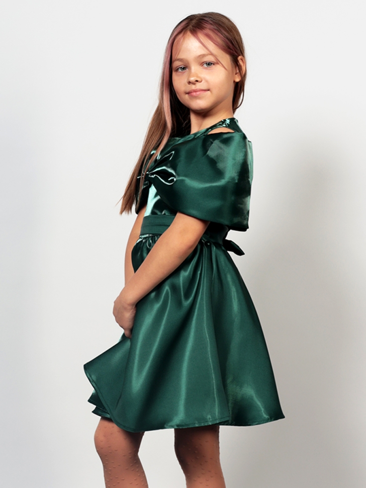 Платье для девочки нарядное БУШОН ST310, цвет изумрудный 
