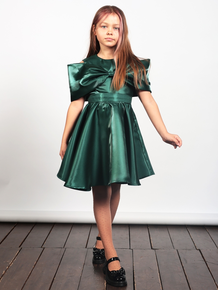 Платье для девочки нарядное БУШОН ST310, цвет изумрудный 