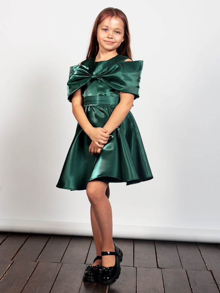 Платье для девочки нарядное БУШОН ST310, цвет изумрудный 