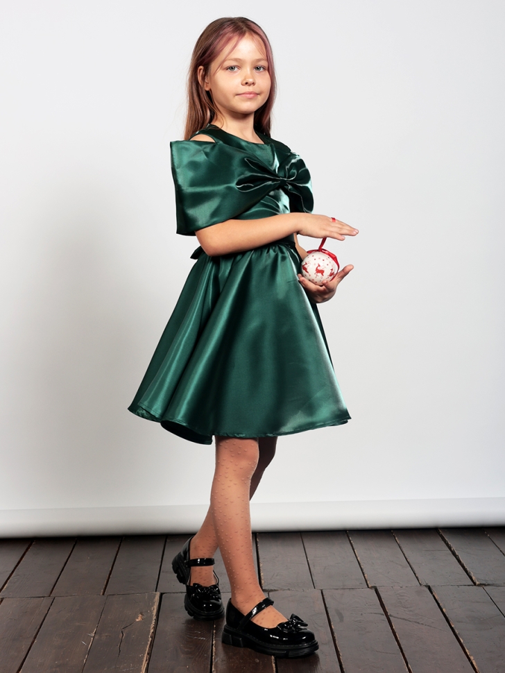 Платье для девочки нарядное БУШОН ST310, цвет изумрудный 